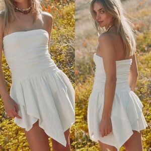 Free People Beach Robyn Convertible Strapless Mini Dress Skirt Sz Large White